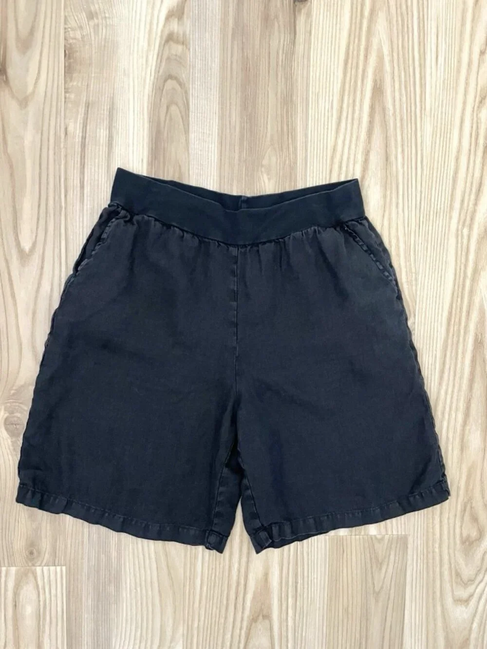 CUT LOOSE 100% Linen Pull-On Shorts Beach Coastal Classic Black size Large